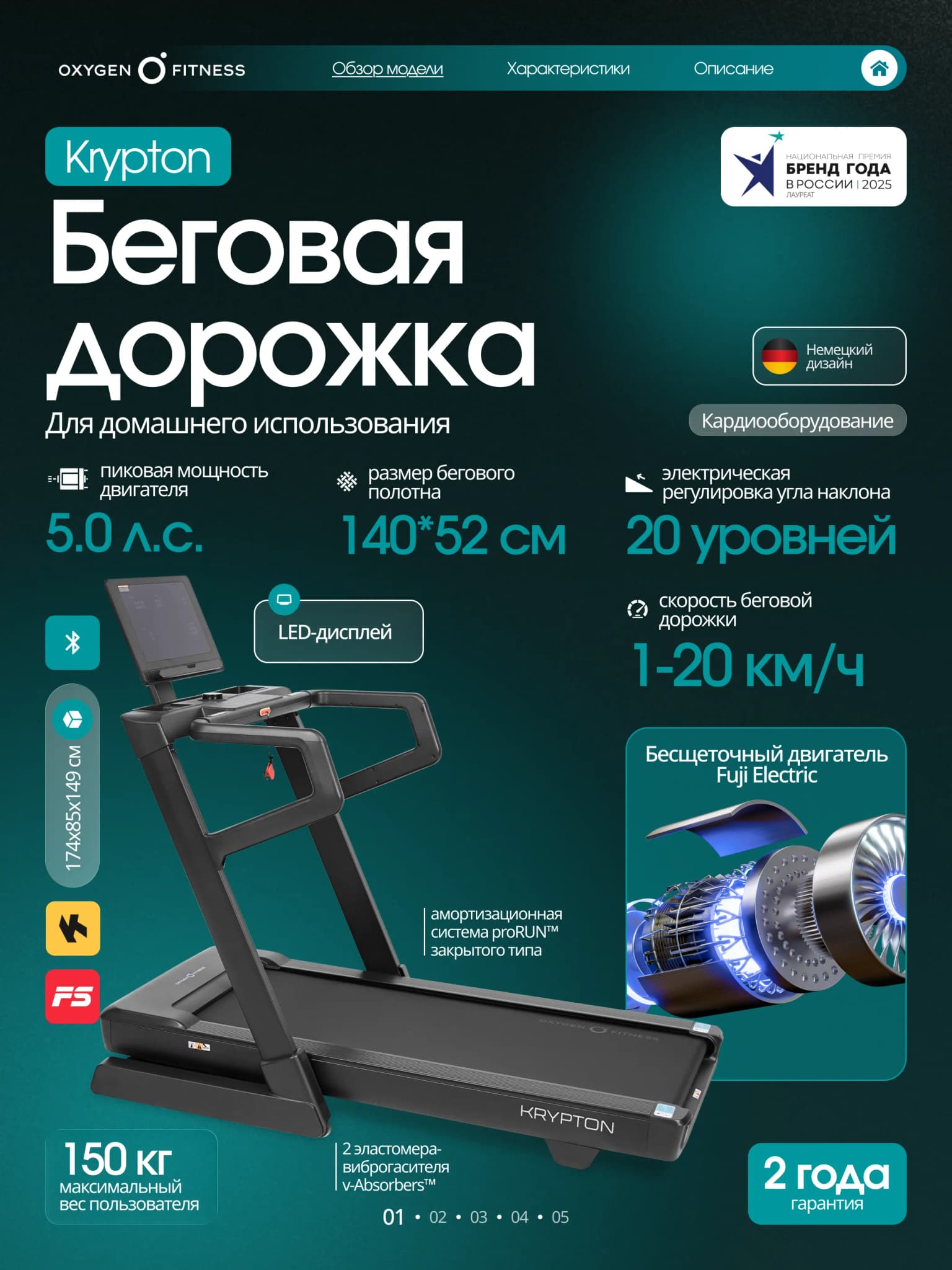 Беговая дорожка Oxygen Fitness Krypton