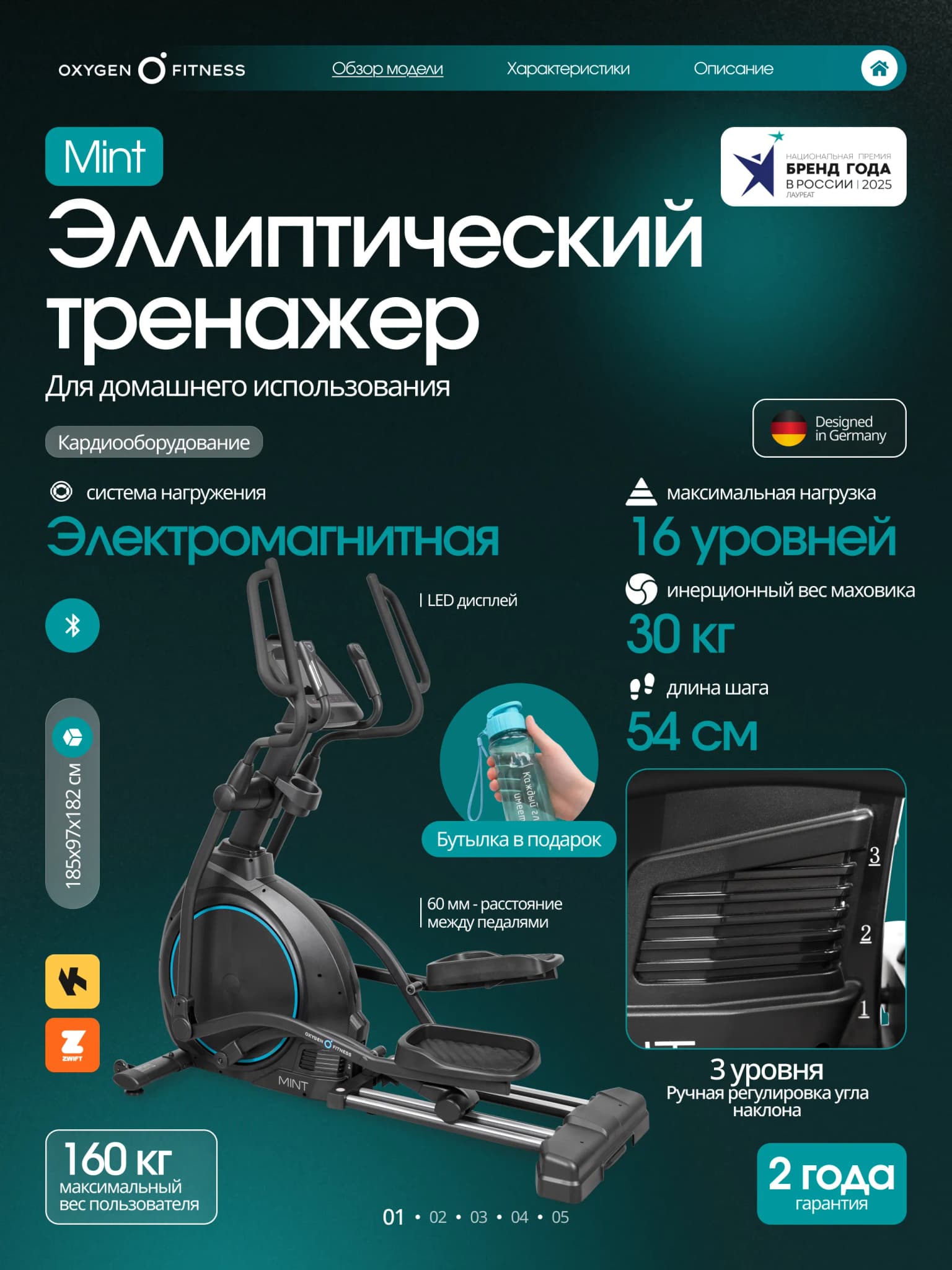 Эллиптический тренажёр Oxygen Fitness Mint